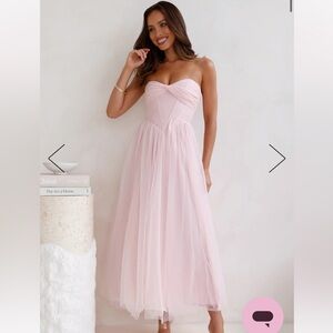 Hello Molly - Worth of Diamonds Strapless Tulle Midi Dress light Pink (S)